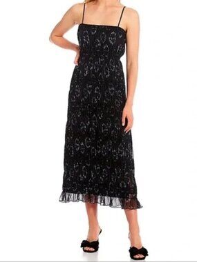 Gianni Bini Rosalee Daisy Floral Print Square Neck Sleeveless A-Line Midi Dress